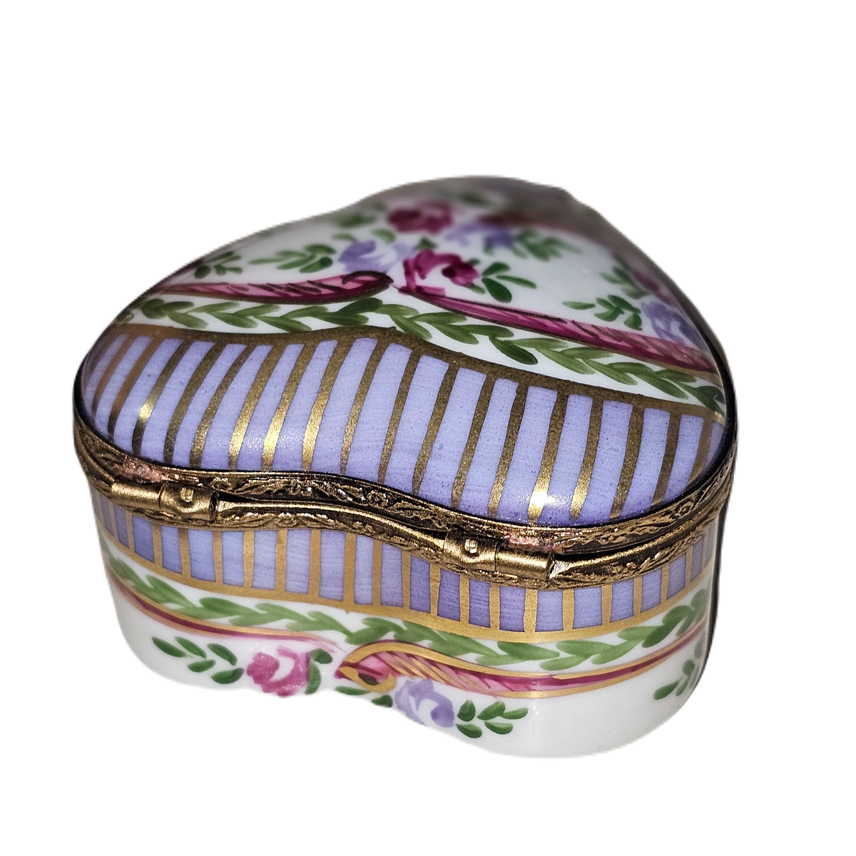 Purple Heart w Flowers Limoges Box, view 3