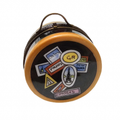 Round Travel Suitcase Limoges Box for Travel Lovers, a hand-painted Limoges porcelain gift