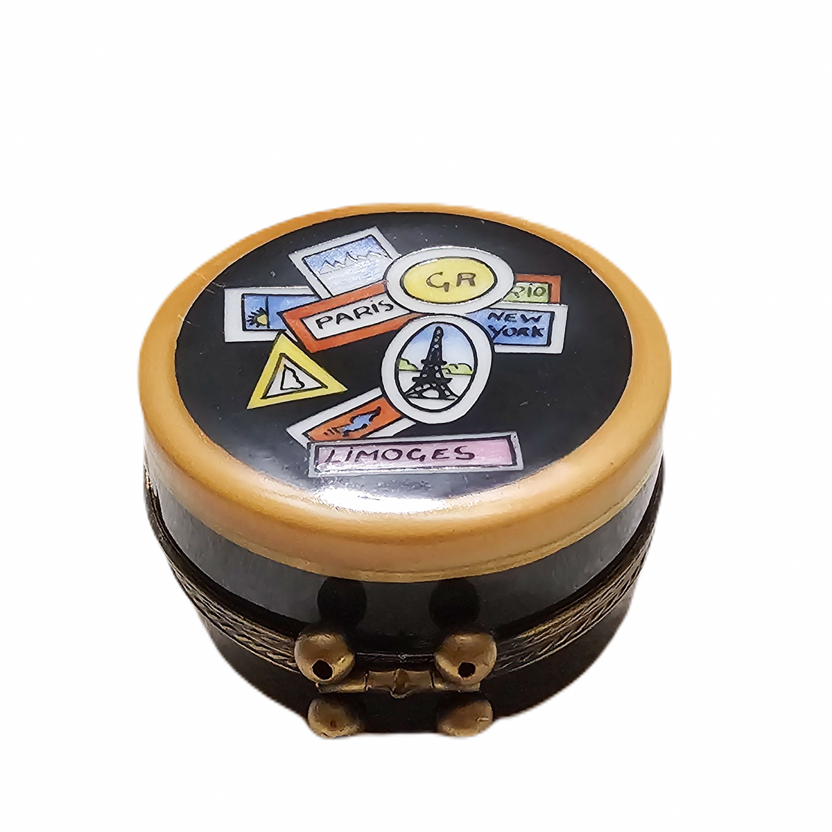 Round Travel Suitcase Limoges Box for Travel Lovers, view 4