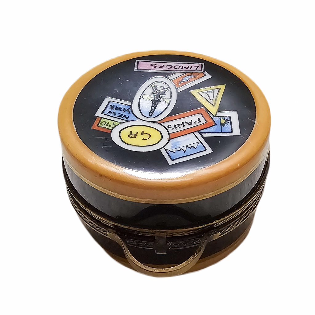 Round Travel Suitcase Limoges Box for Travel Lovers, view 5