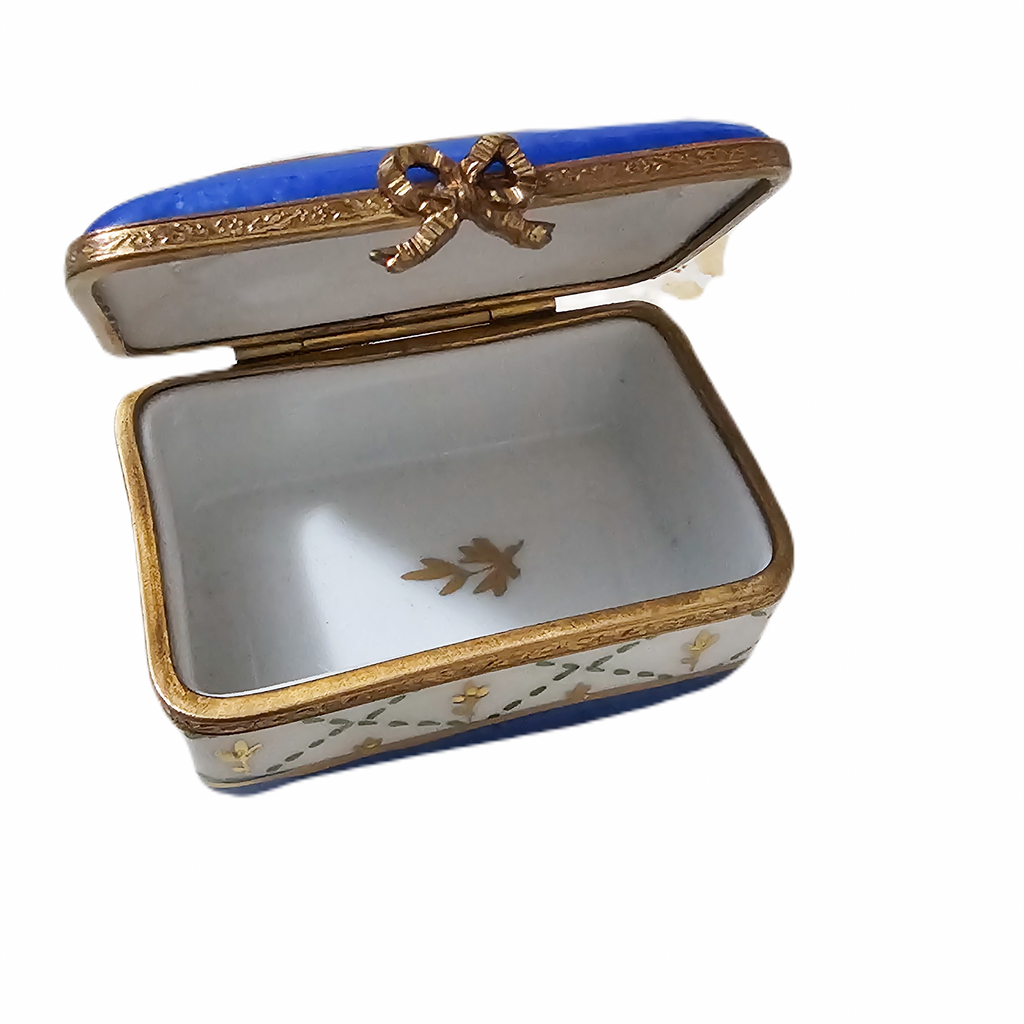 Blue Rectangle with Roses Limoges Box, view 2
