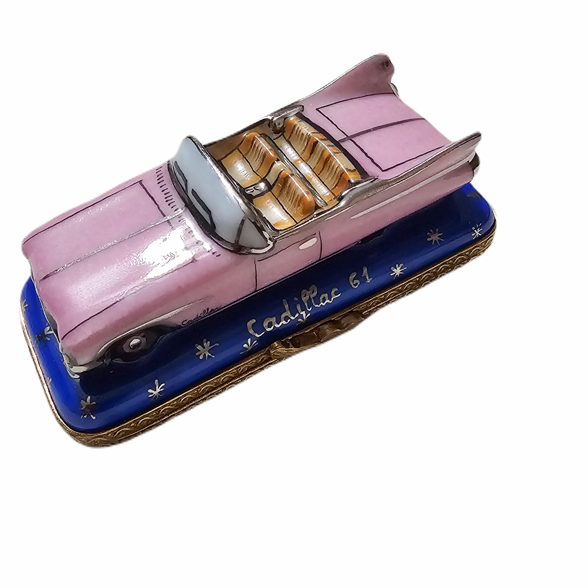 Pink Classic Car Limoges Box Keepsake, a hand-painted Limoges porcelain gift