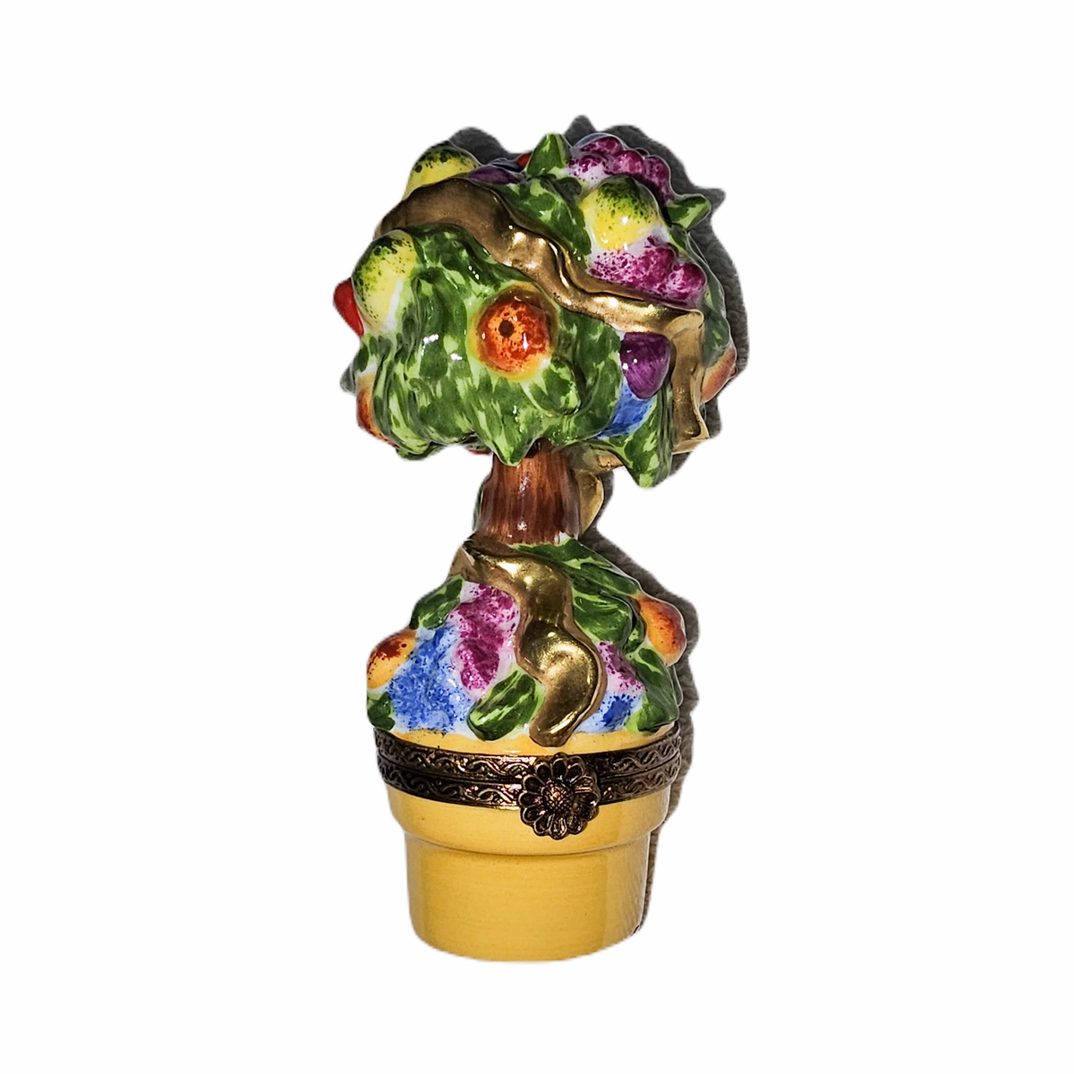 Vibrant Fruit Flowers Tree Box for Art Collectors, a hand-painted Limoges porcelain gift
