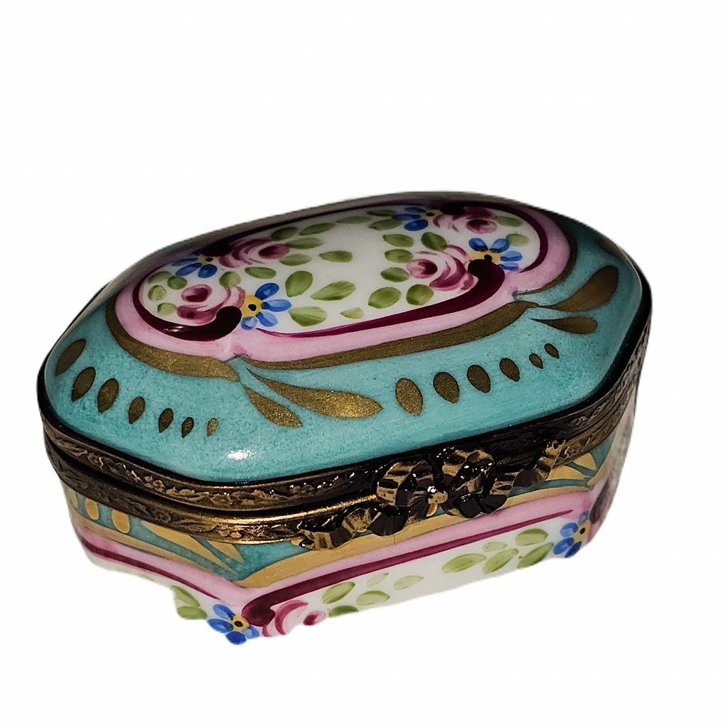 Turquois Pink Hexa Oval Floral Box, view 3