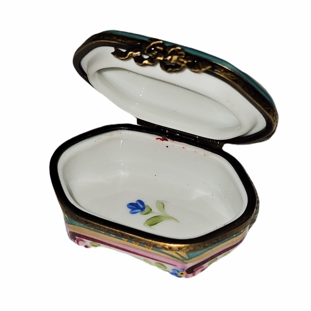 Turquois Pink Hexa Oval Floral Box, view 2