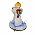 Limoges Boutique presents the Angel Blue Gown Violin, a genuine Limoges box painted by hand in France