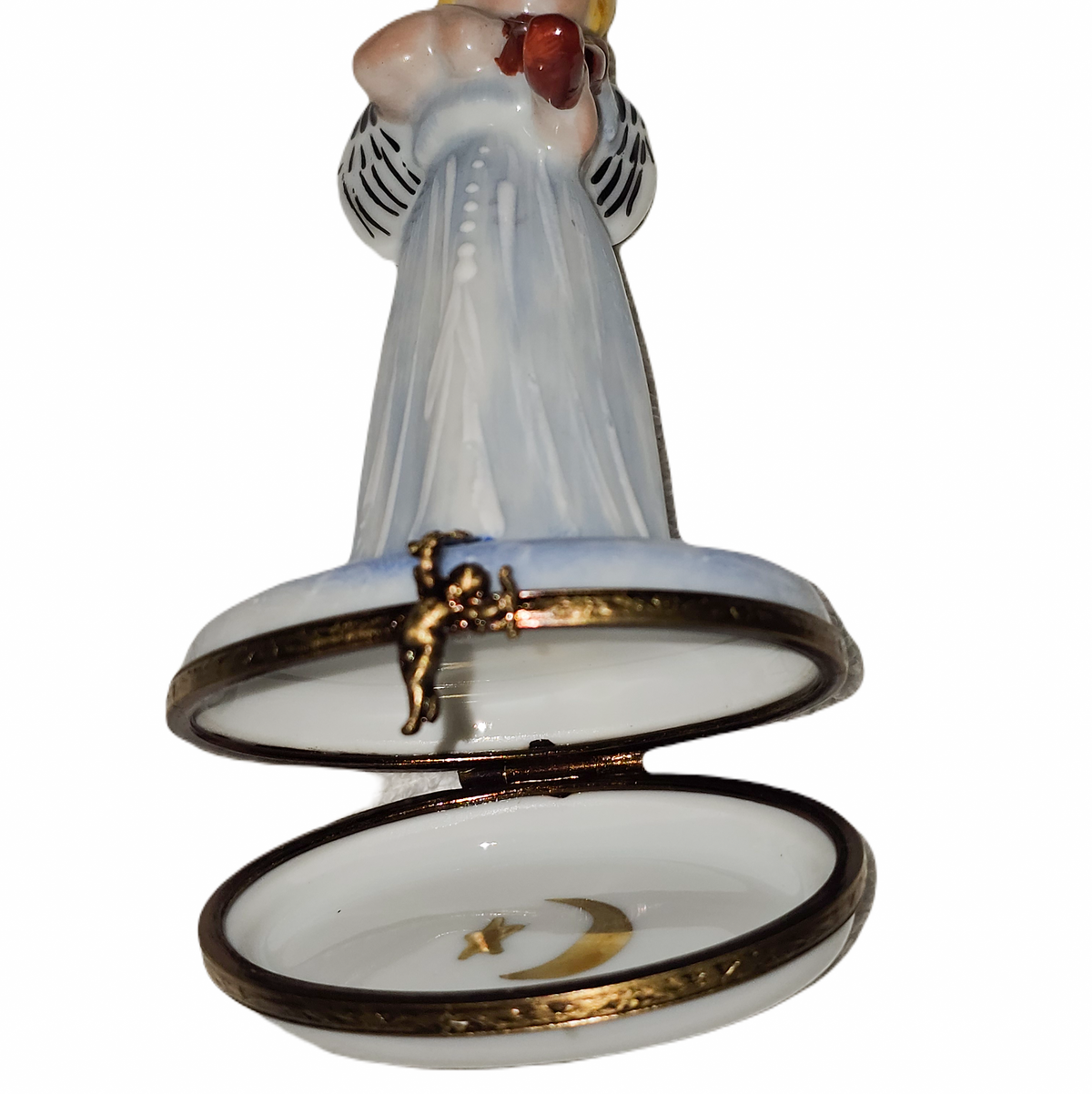 Angel Blue Gown Violin Limoges box painted by hand in Limoges, France, a gift to treasure