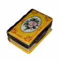 Yellow Book with Flowers Limoges Box, a hand-painted Limoges porcelain gift