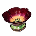 Red Medium Flower Limoges Box for Elegant Home Decor, a hand-painted Limoges porcelain gift
