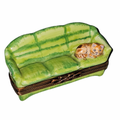 Cat on Green Couch Limoges Box, a hand-painted Limoges porcelain gift