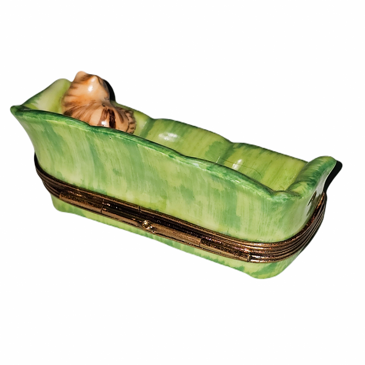 Cat on Green Couch Limoges Box, view 3