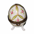 Green Floral Limoges Footed Egg for Collectors, a hand-painted Limoges porcelain gift