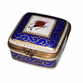 Blue Square w Lady Bug Limoges Box, a hand-painted Limoges porcelain gift