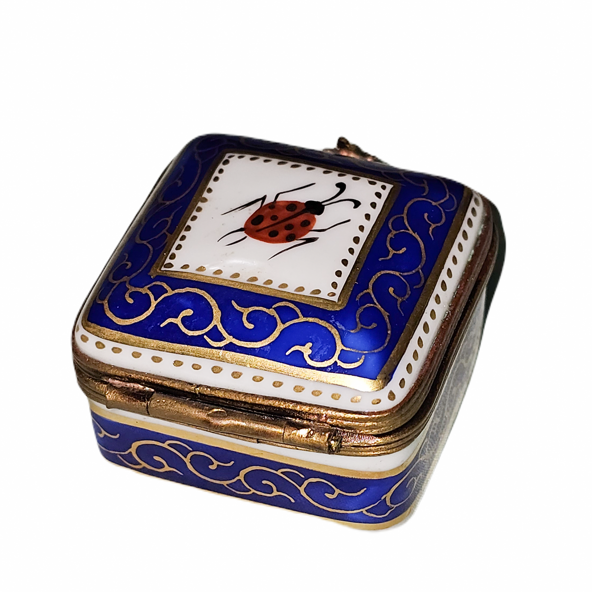 Blue Square w Lady Bug Limoges Box, view 4