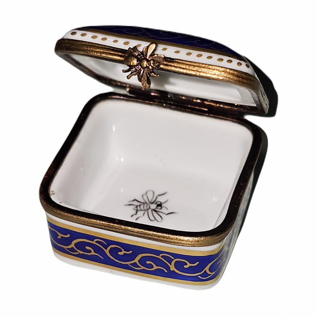 Blue Square w Lady Bug Limoges Box, view 2