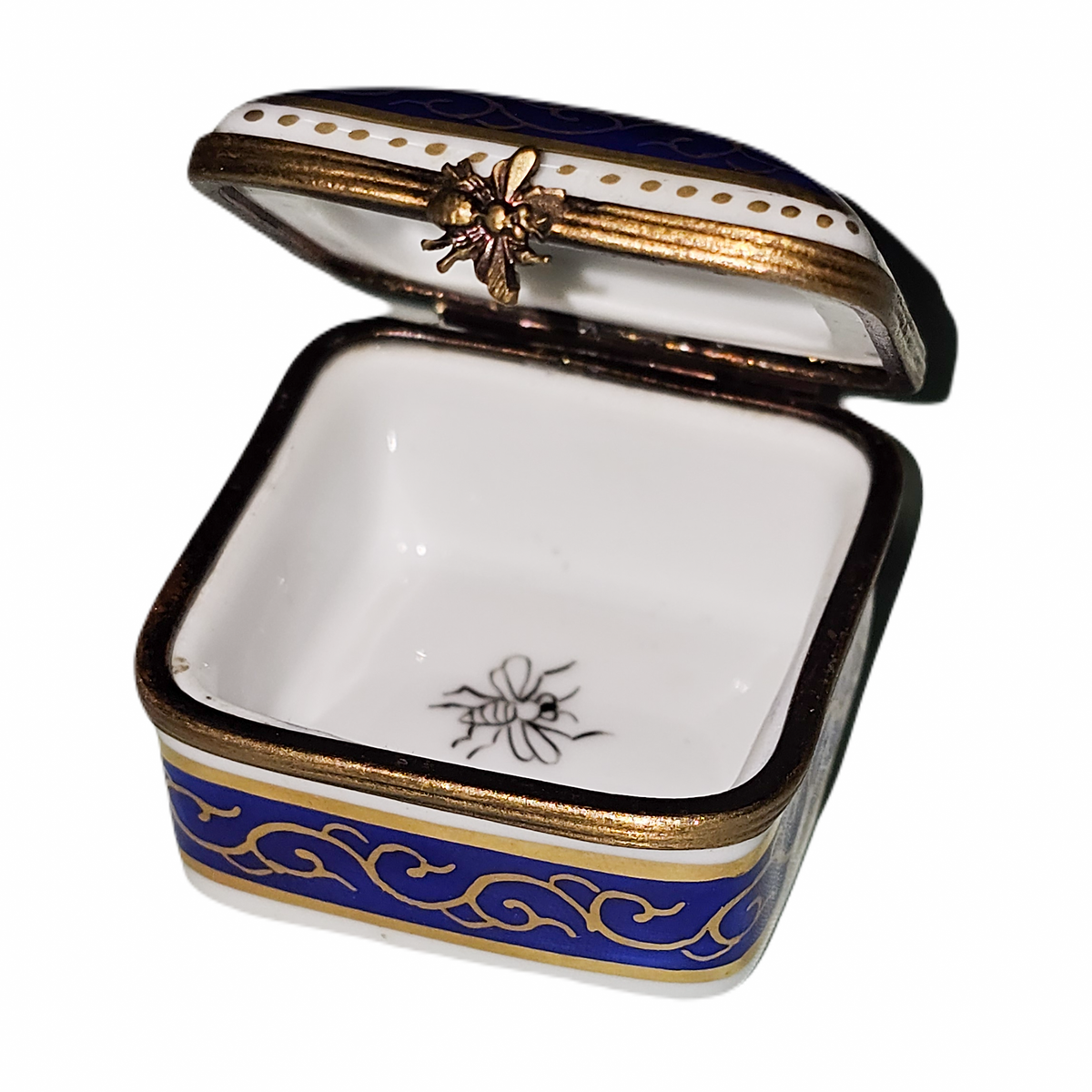 Blue Square w Lady Bug Limoges Box, view 2