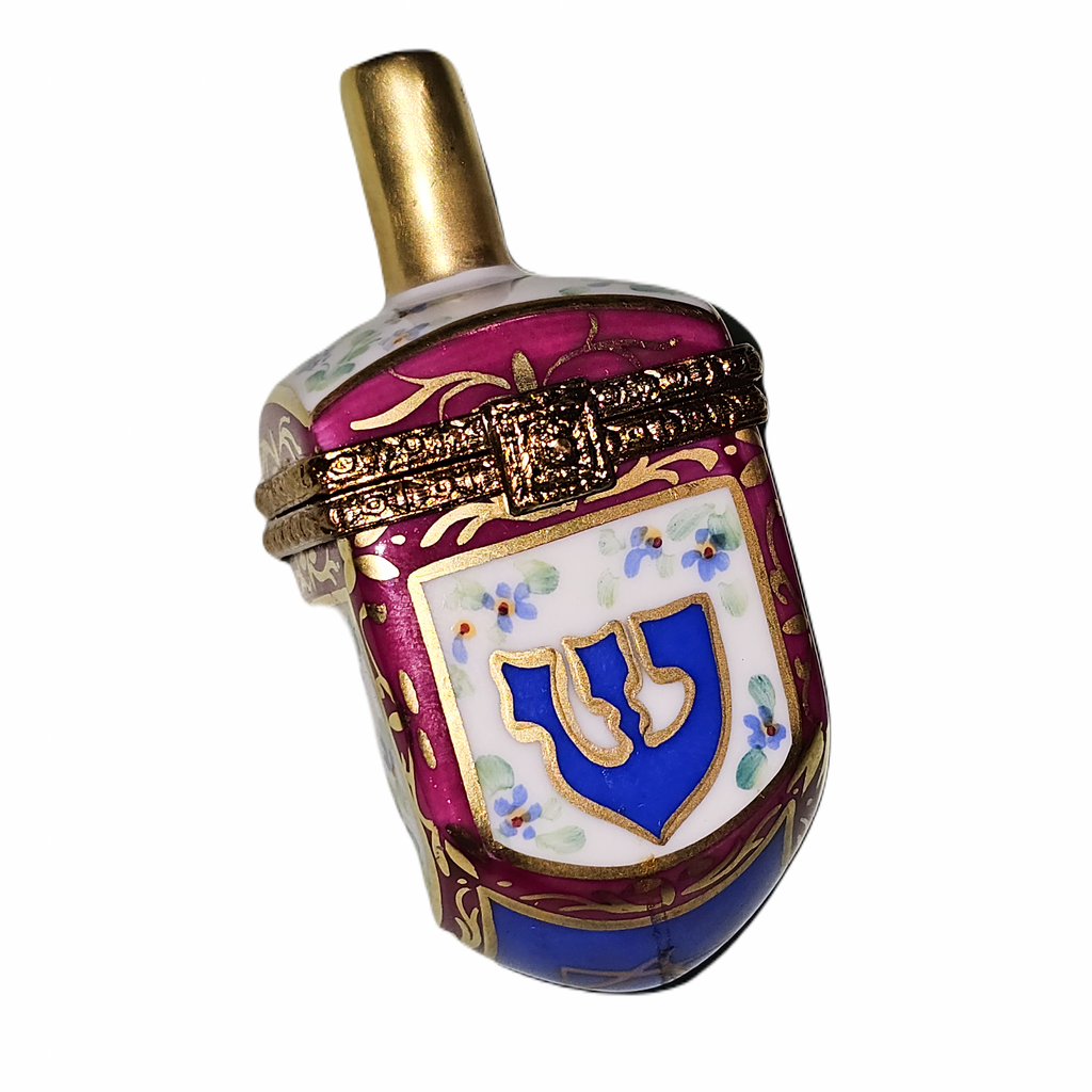 HandPainted Red Blue Dreidel Limoges Box, a hand-painted Limoges porcelain gift