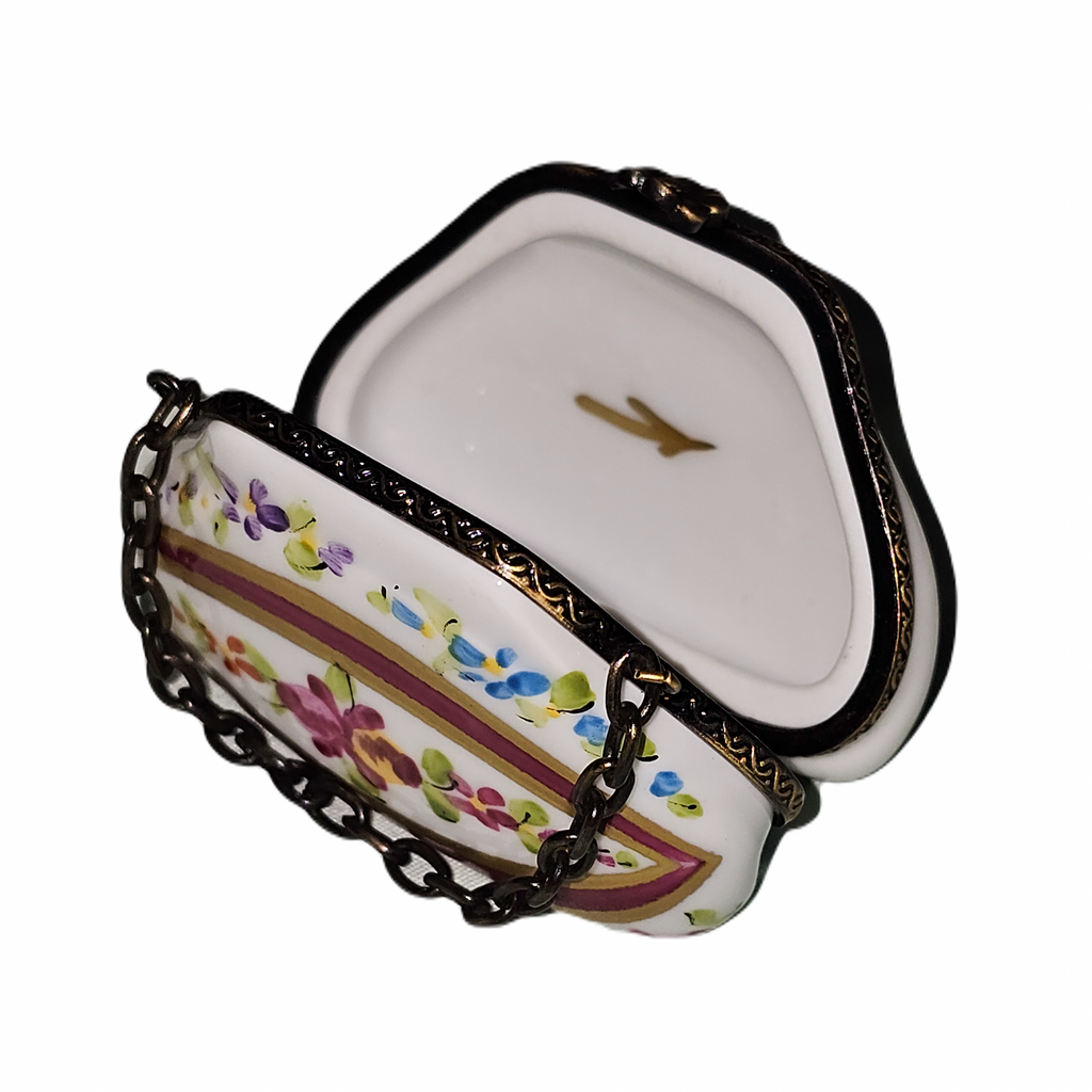 Red Purse w Flower Floral Limoges Box, view 2