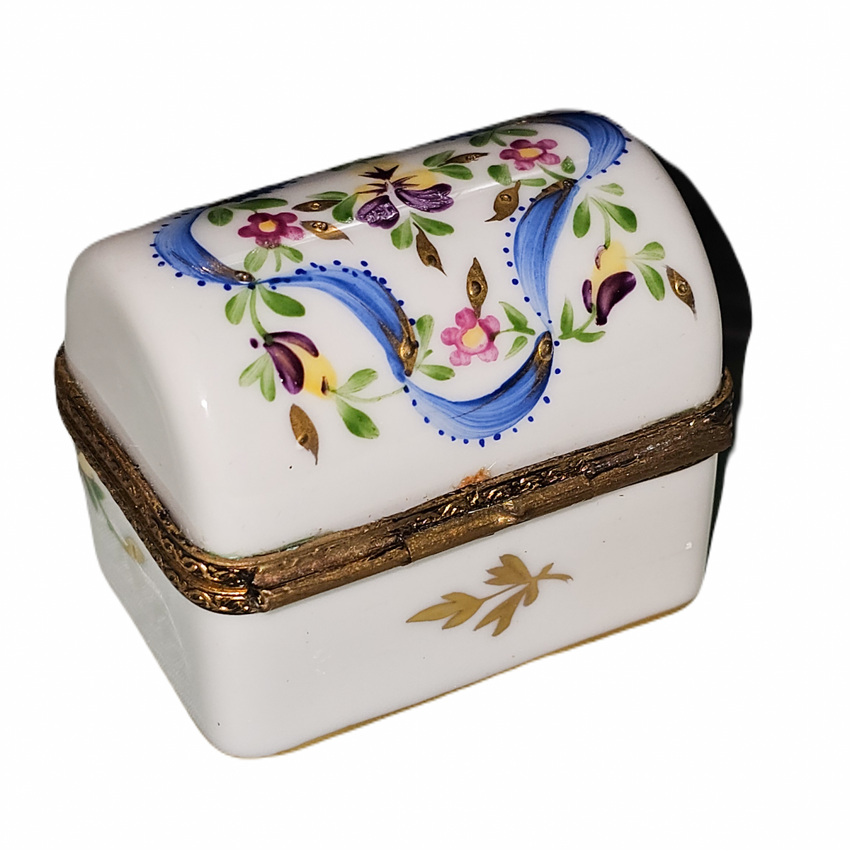 Blue Chest Flowers Limoges Box for Home Décor Gift, view 3
