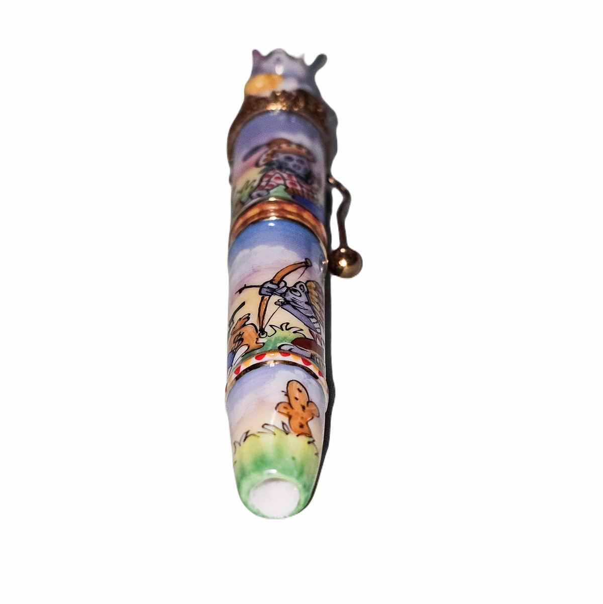 Well Detailed Blue Cat Fountain Pen Limoges Box, view 5