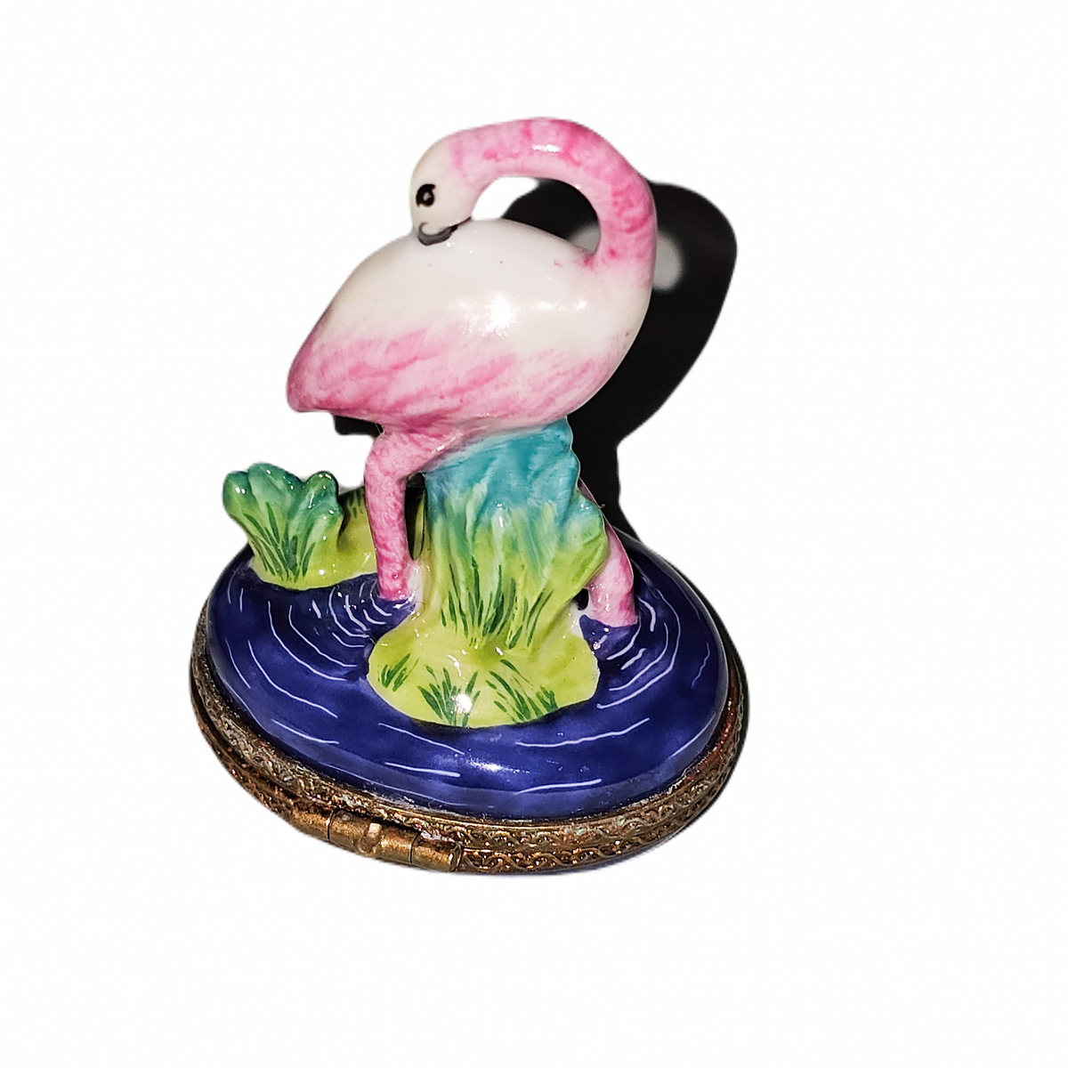 Flamingo on Water Limoges Porcelain Art Object for Collectors, view 4