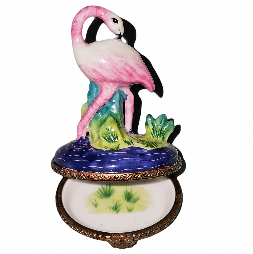 Flamingo on Water Limoges Porcelain Art Object for Collectors, view 2