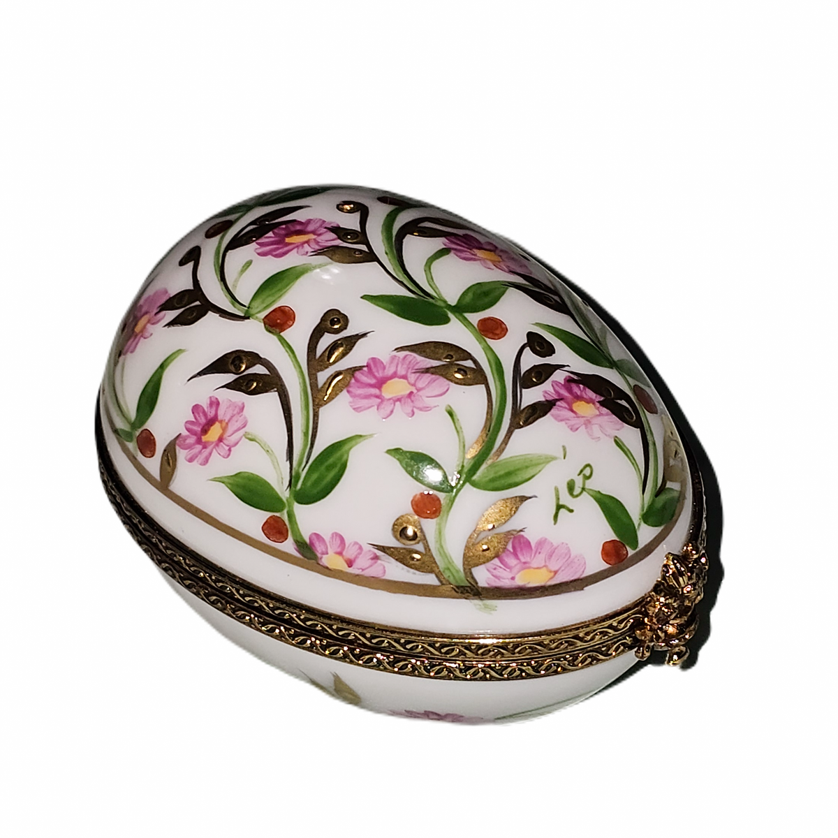 Madame Pompadour Pink Flowers Egg Decor Main Limoges Box, view 4