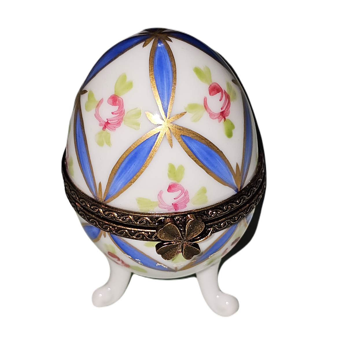 Blue Footed Egg w Flowers Limoges Box for Collectors, a hand-painted Limoges porcelain gift