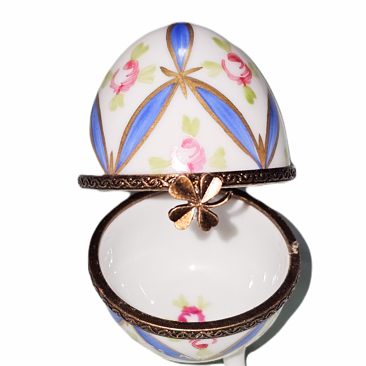 Blue Footed Egg w Flowers Limoges Box for Collectors, view 2