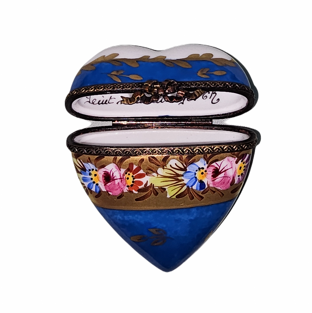 Dark Blue Gold Heart w Flowers Box for Collectors, view 2