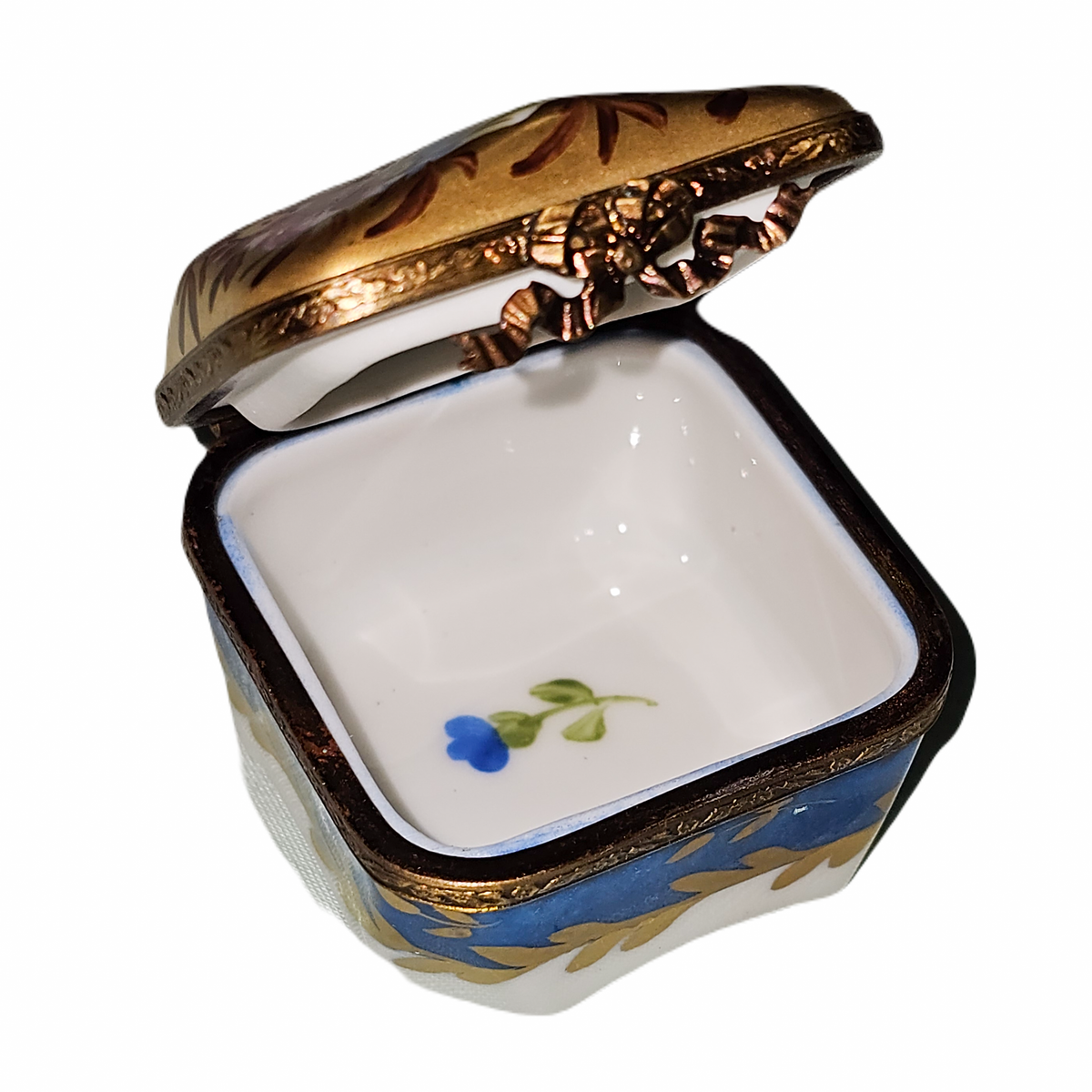 Blue Gold Flowers Gold Square Box, view 2