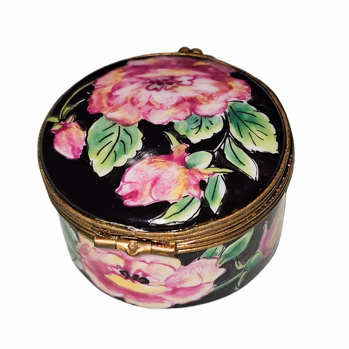 Black and Roses on Round Charm Box, view 3