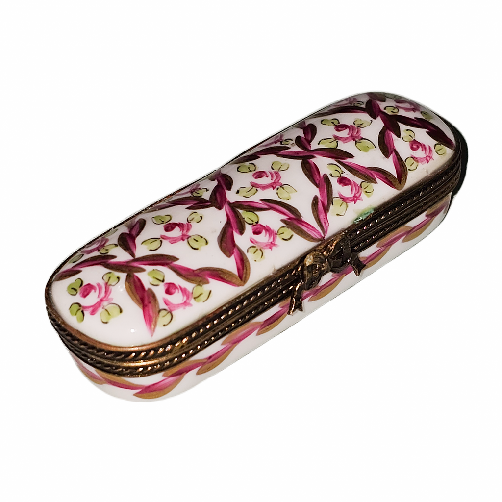 Red and Pink Flowers Oblong Limoges Box, view 3