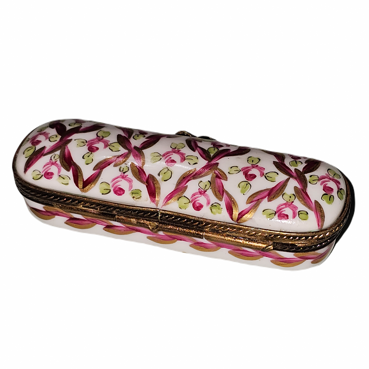 Red and Pink Flowers Oblong Limoges Box, view 4