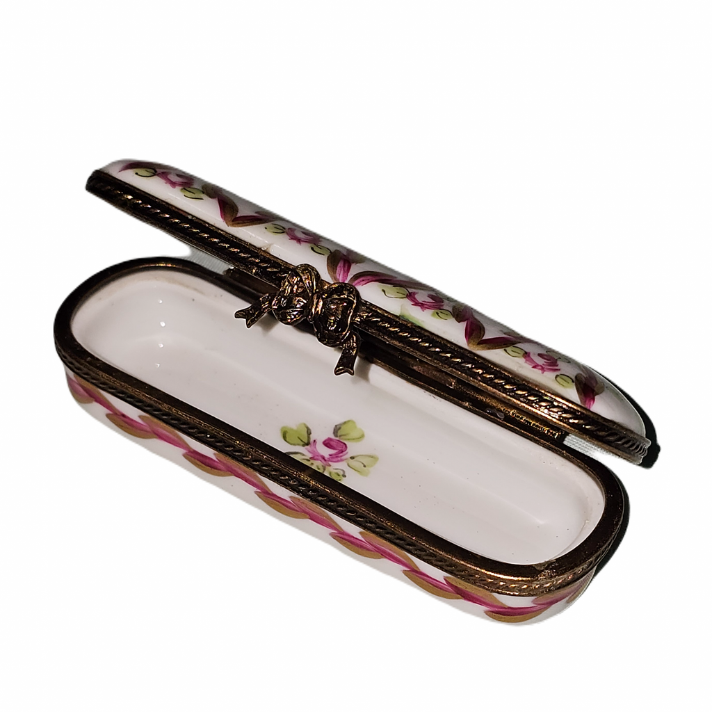 Red and Pink Flowers Oblong Limoges Box, view 2