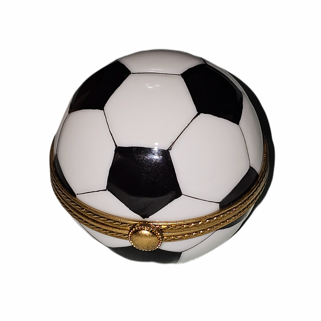 Soccer Ball Rochard Limoges Box for Fans, a hand-painted Limoges porcelain gift