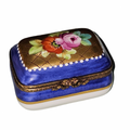 Blue Gold Rectangle Limoges Box for Collectors, a hand-painted Limoges porcelain gift