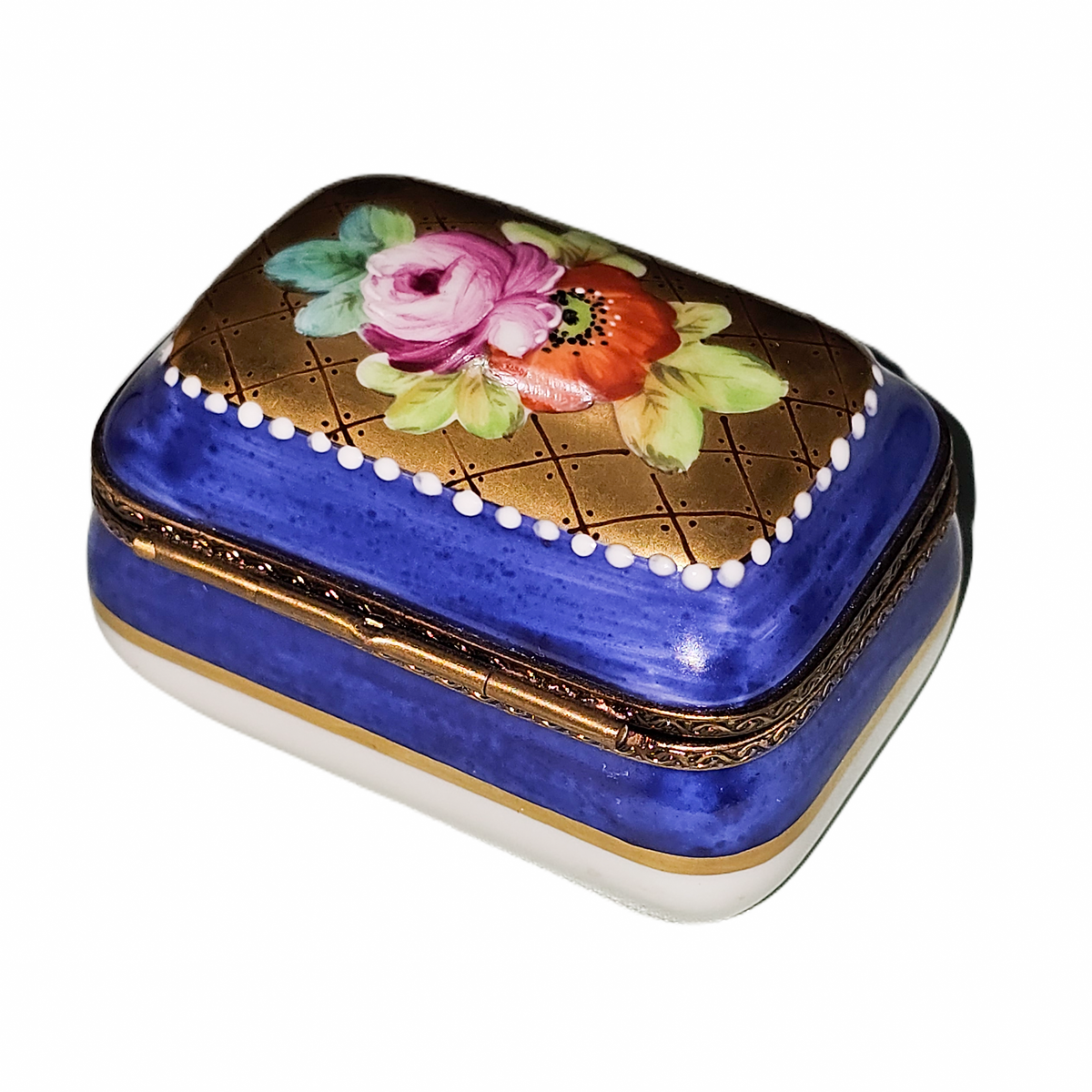 Blue Gold Rectangle Limoges Box for Collectors, view 3