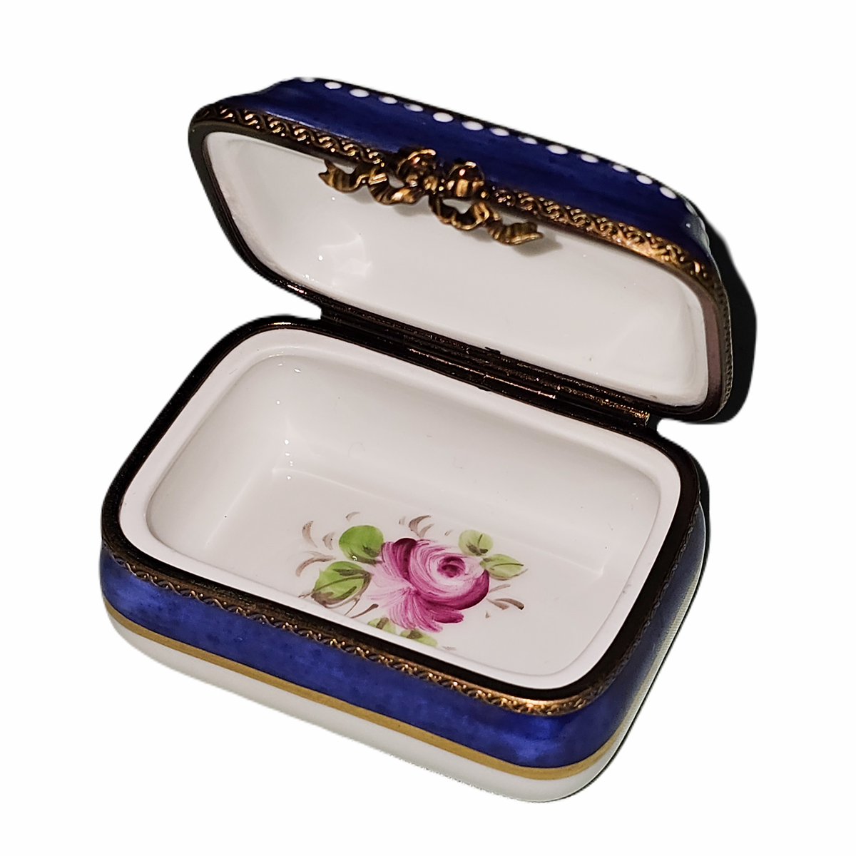 Blue Gold Rectangle Limoges Box for Collectors, view 2