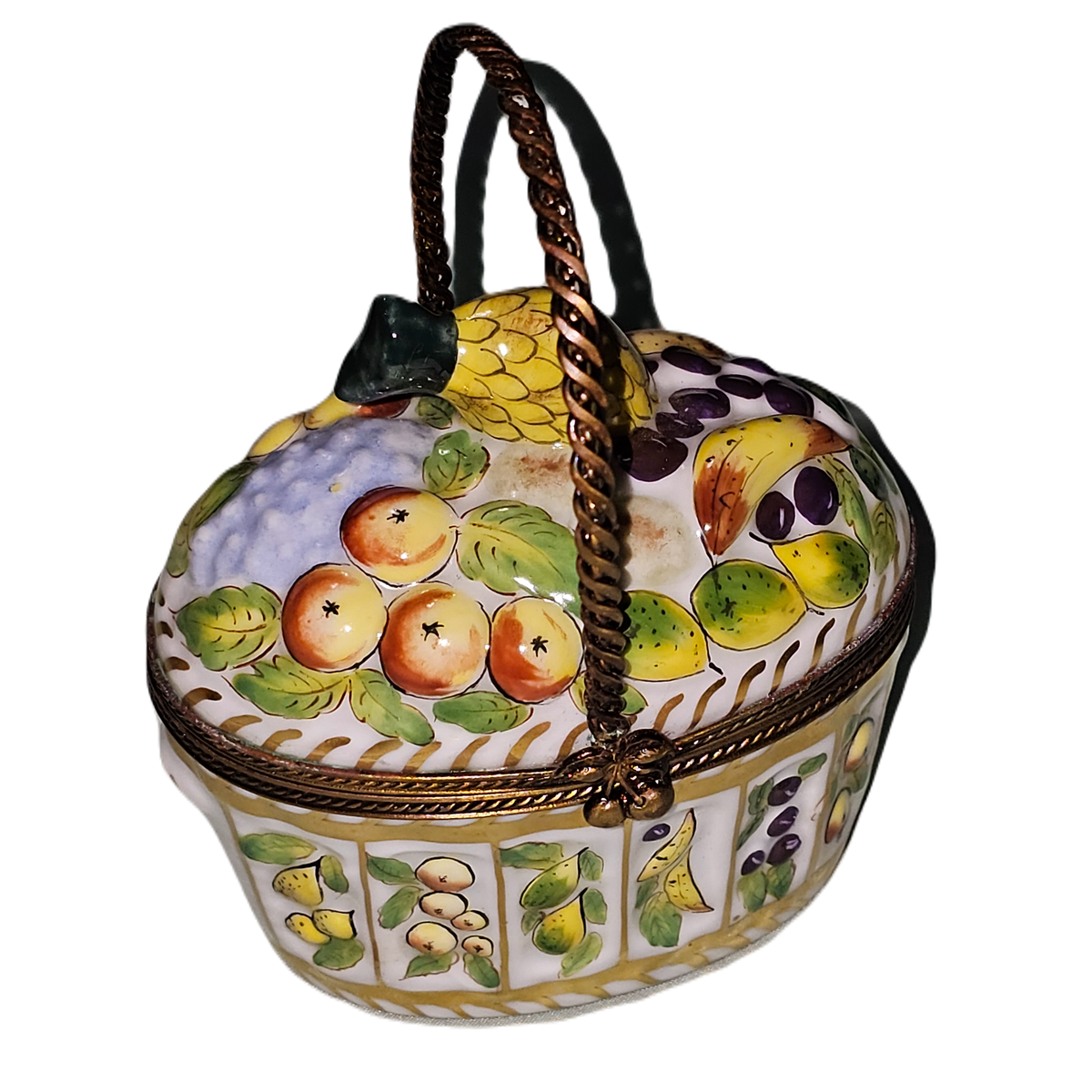 Large Fruit Basket Limoges Box, a hand-painted Limoges porcelain gift