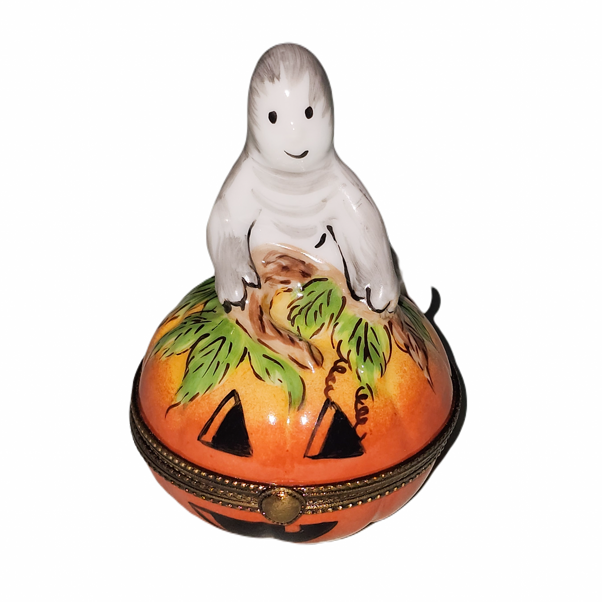 Limoges Boutique presents the Ghostly Pumpkin, a genuine Limoges box painted by hand in France