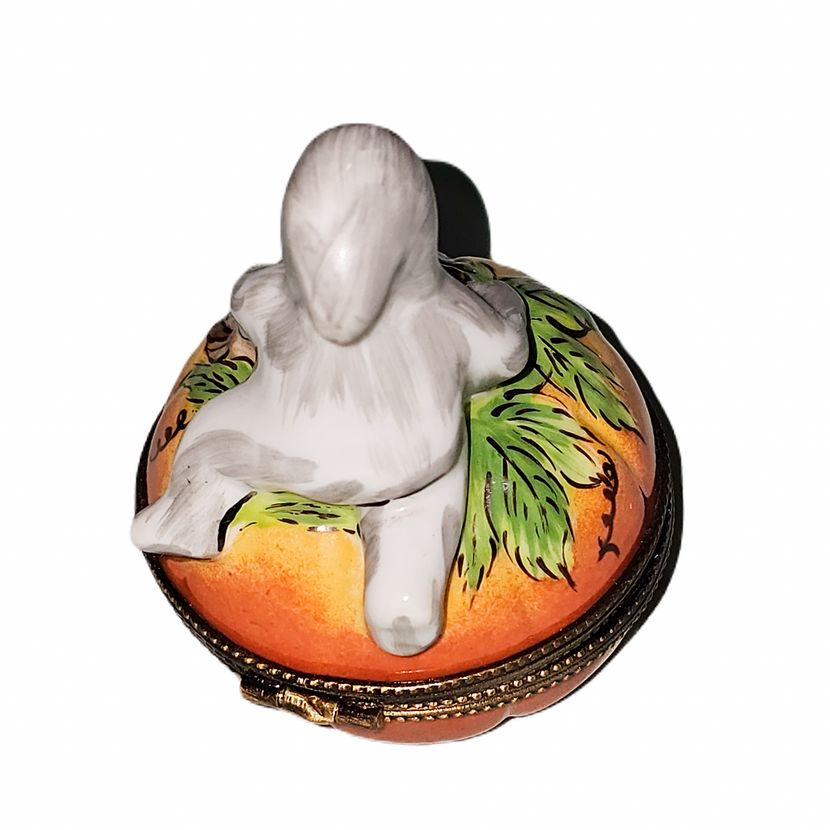Every brushstroke by hand on the Ghostly Pumpkin Limoges box from France