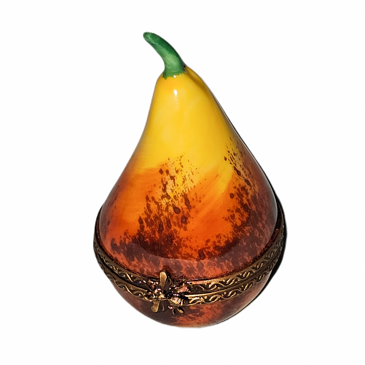 Pear w Stem Limoges Box for Collectors, a hand-painted Limoges porcelain gift