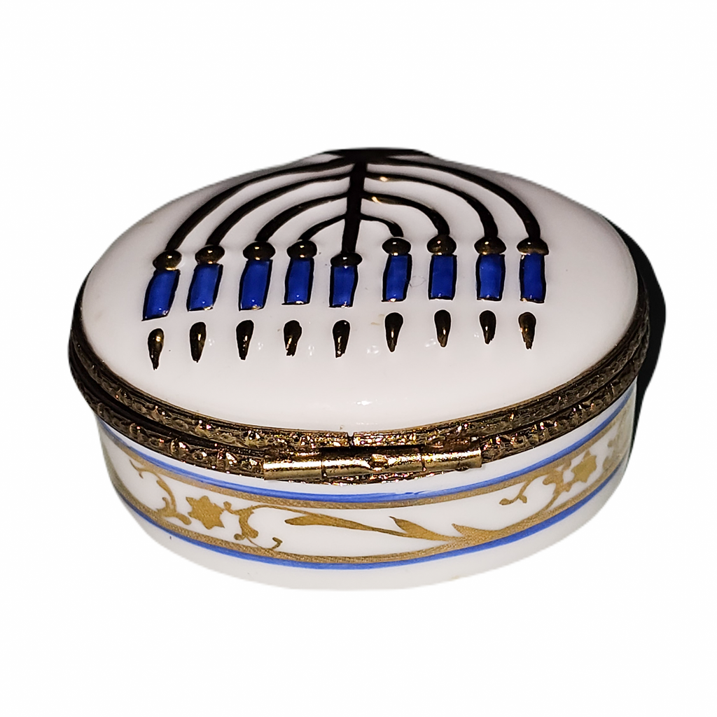Hanukkah Round Menorah Limoges Box, view 3