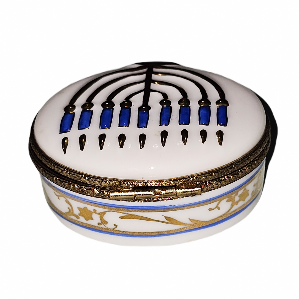 Hanukkah Round Menorah Limoges Box, view 3