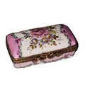 Light Pink Roses Flat Rectangle Box, a hand-painted Limoges porcelain gift