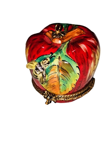 Genuine Apple with Bee Large Unsigned Limoges box painted by hand in France, from Limoges Boutique