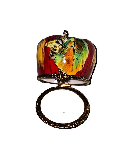 Apple with Bee Large Unsigned Limoges box painted by hand in Limoges, France, a gift to treasure