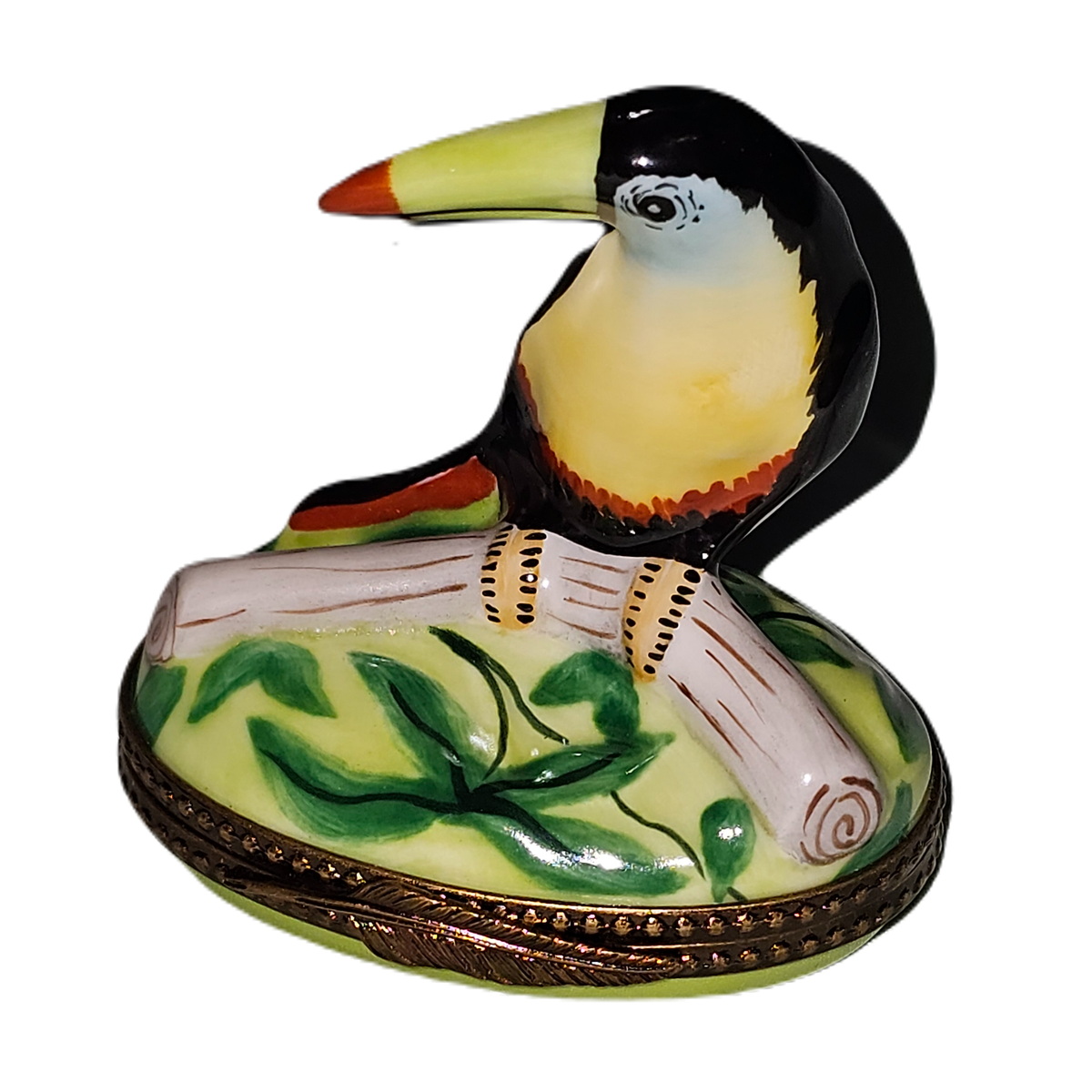 Toucan Jungle Bird Limoges Box for Tropical Home Decor, a hand-painted Limoges porcelain gift