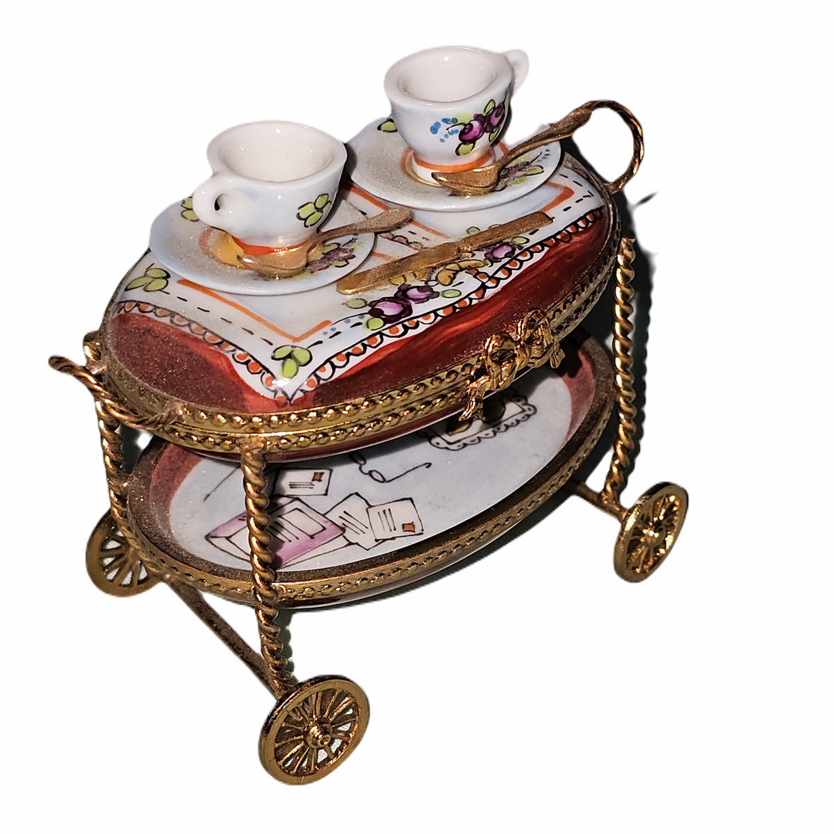Maroon Tea Cart for Collectors, view 3